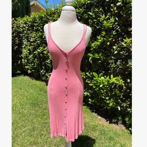 Pink Strappy Button Dress